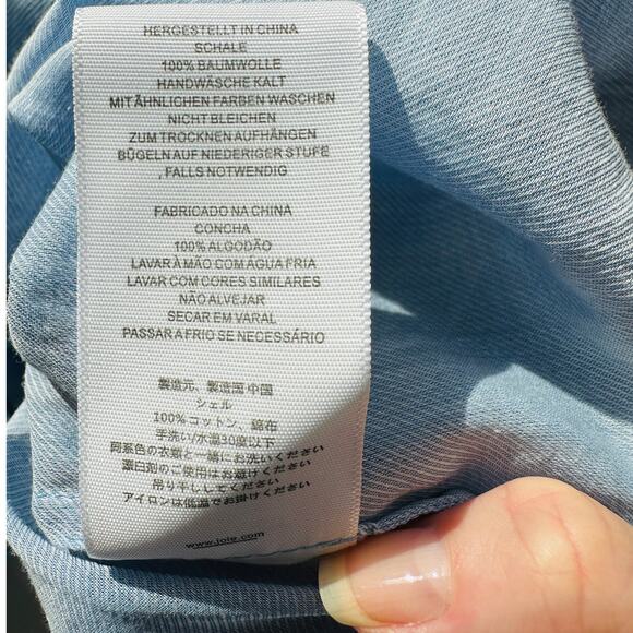 Joie Light Blue Button Front Pocketed Roll Tab Sleeve Denim Shirt XXS - Picture 8 of 10